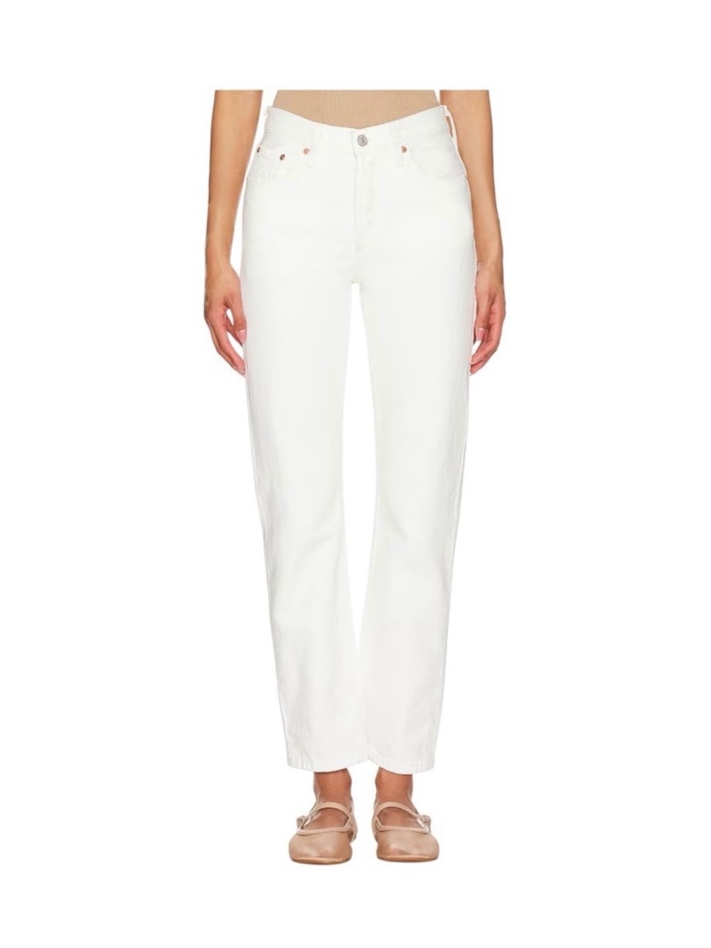 Levi’s 501 Classic Crop, Bright White Straight-Leg Jeans Size 29